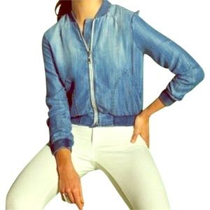 Cloth & Stone Chambray Bomber Jacket Anthropologie